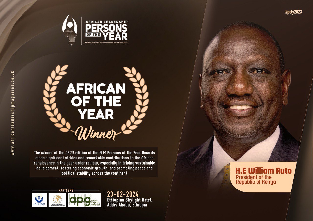 Ruto Wins African of the Year Award
