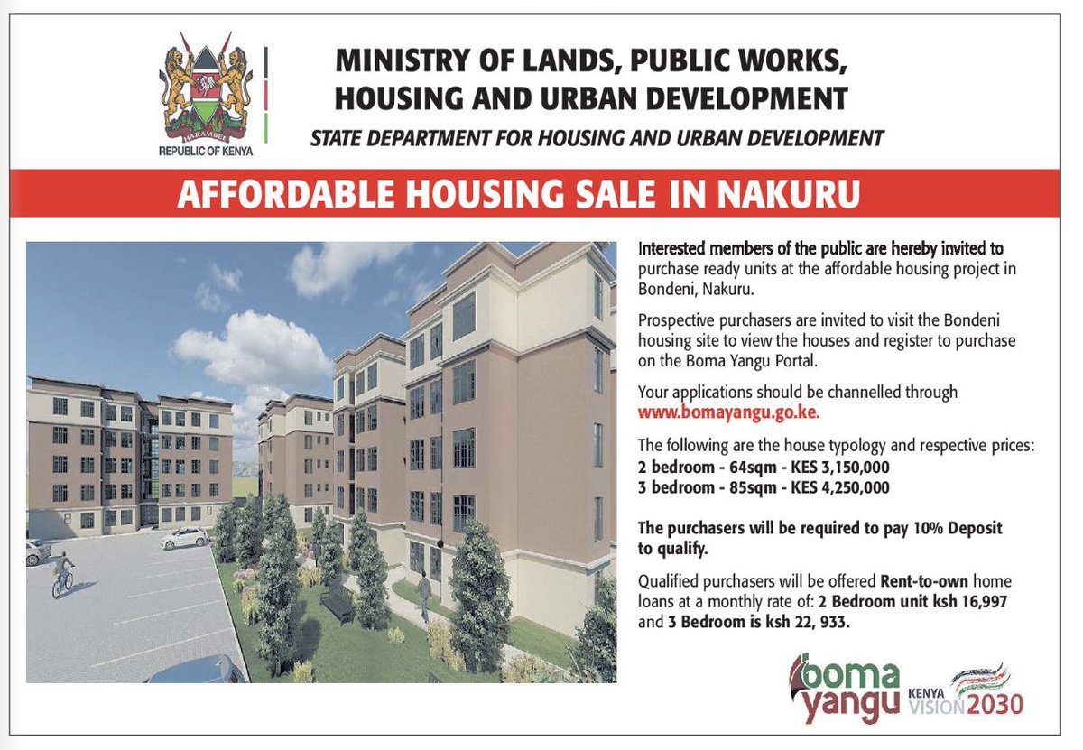 Kenyans Invited To Buy Gov’t Affordable Housing Units In Nakuru