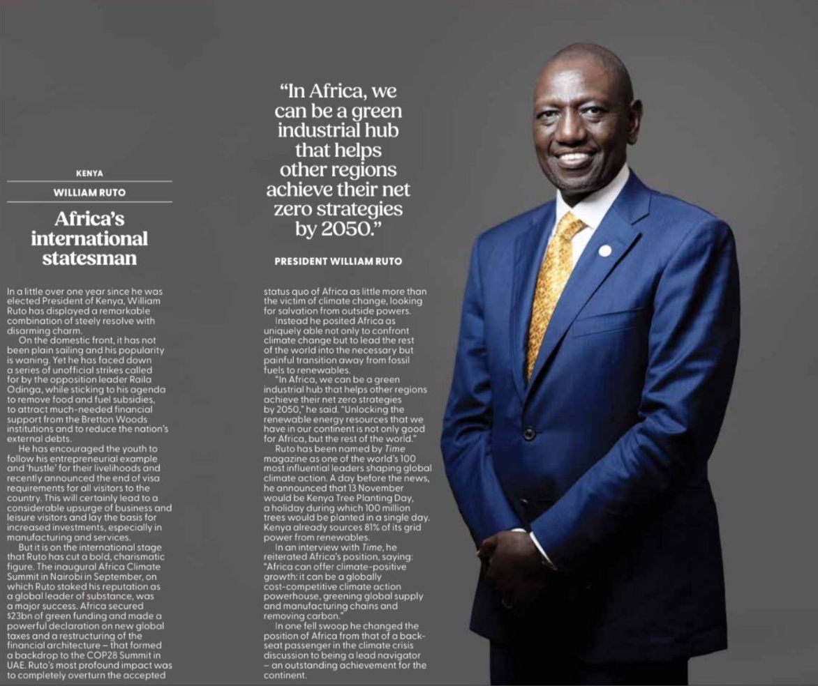 President Ruto Named Among Influential Africans In 2023